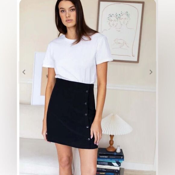 Emerson Fry Sophia Mini Skirt Wrap Black - size S - Picture 1 of 8